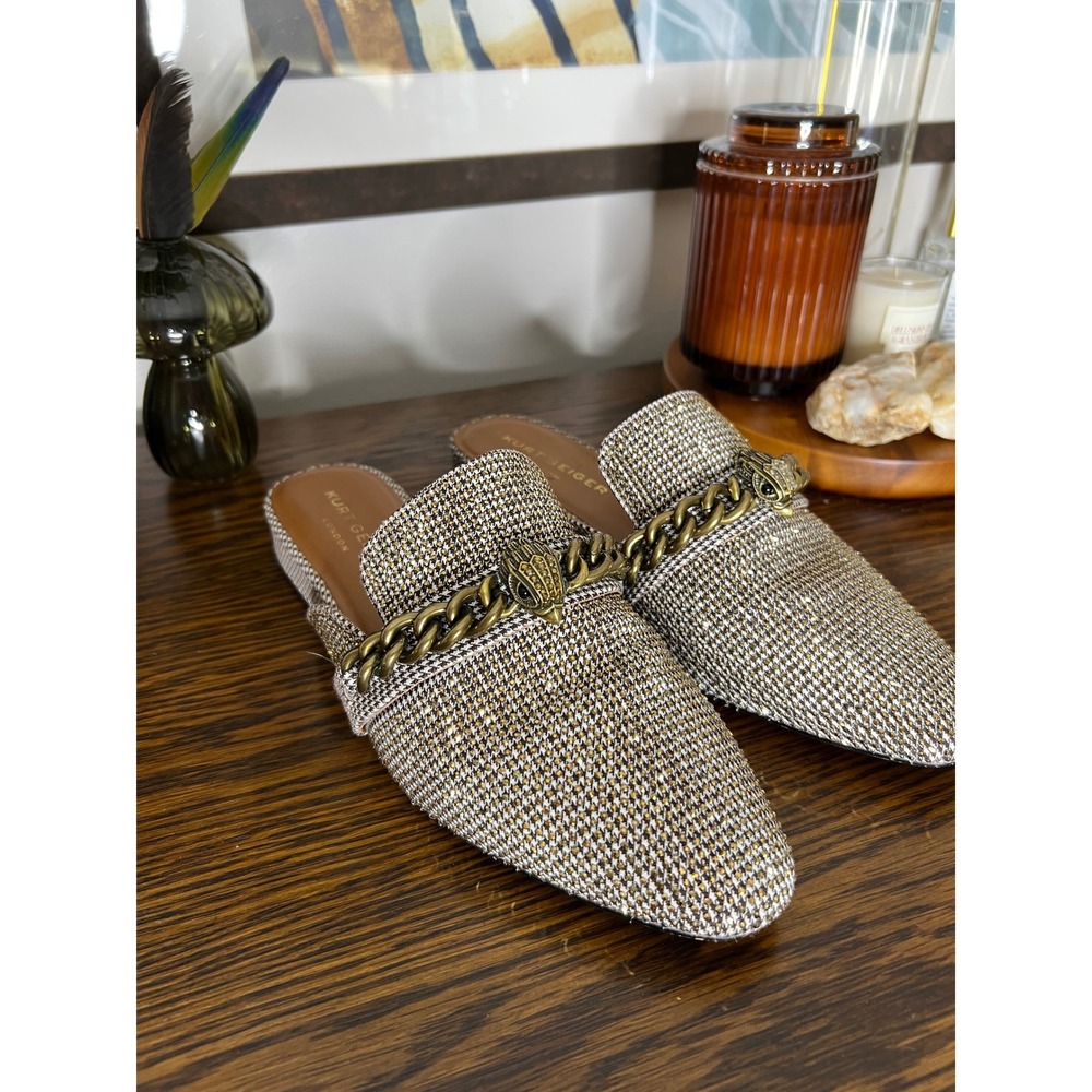 Kurt Geiger London Kensington Chelsea Eagle Houndstooth Mule 40.5 9.5